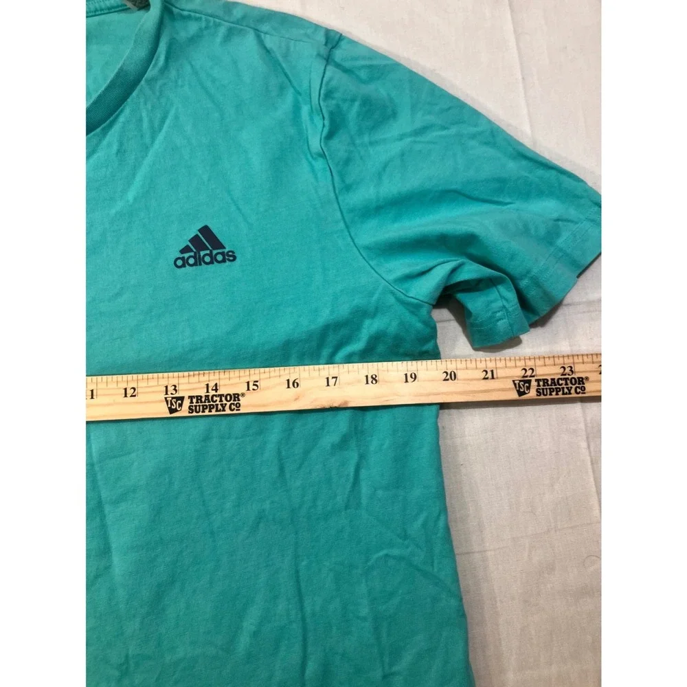 Adidas Men Aqua Teal Short Sleeve‎ T Shirt Logo Graphic Athletic Size Medium